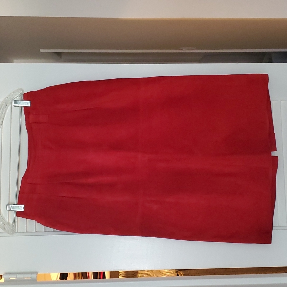 Lord & Taylor Suede Red Skirt